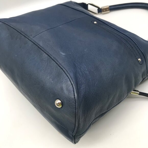 B. Makowsky Blue Leather Double Zipper Shoulder Bag - Picture 8 of 12